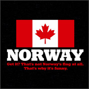 NORWAY - GET IT? THAT'S NOT NORWAY'S FLAG AT ALL. THAT'S WHY IT'S FUNNY.