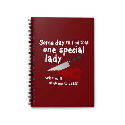 Some Day I'll Find That One Special Lady Who Will Stab Me To Death - Spiral Notebook