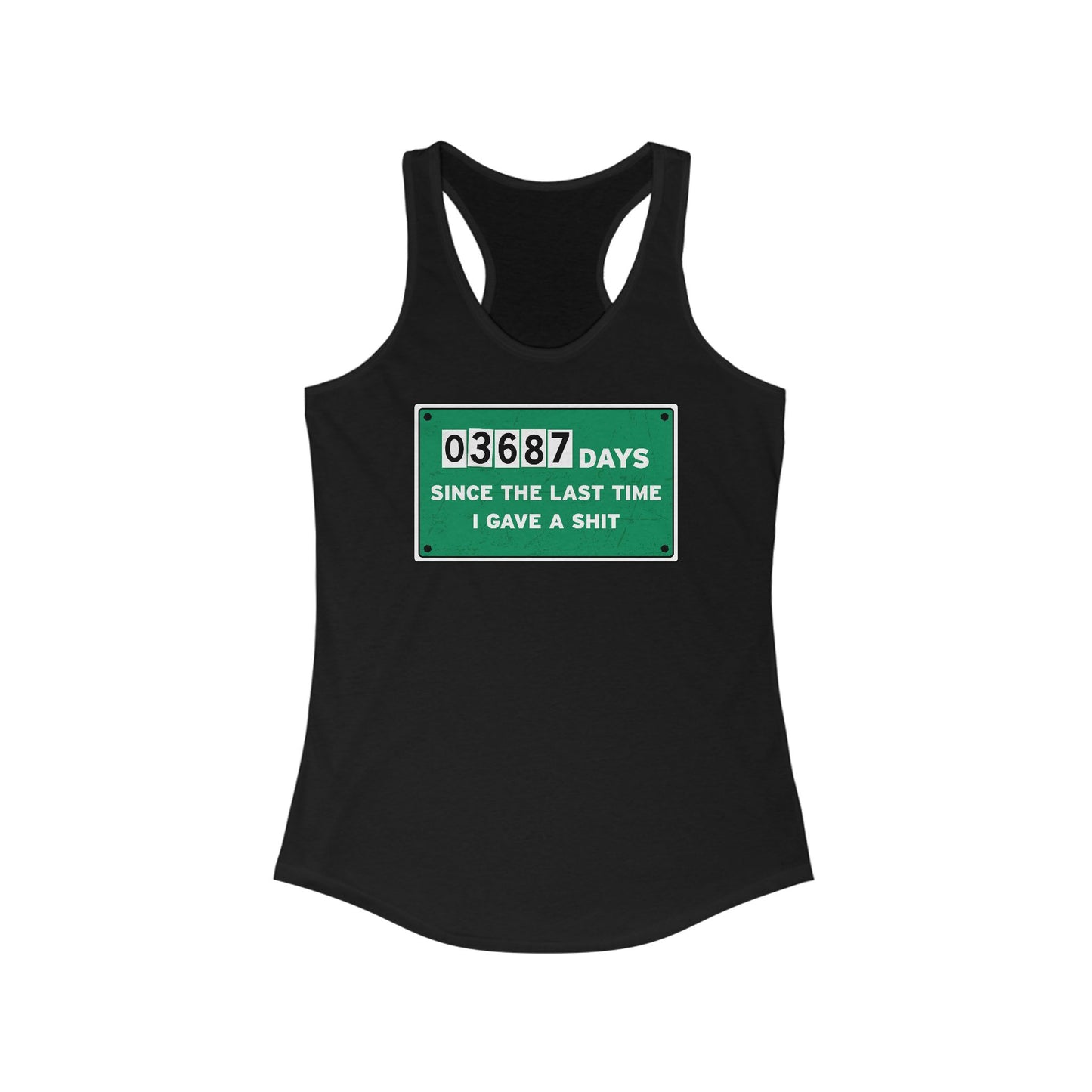 03687 Days Since The Last Time I Gave A Shit - Women’s Racerback Tank