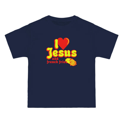 I Heart Jesus (And French Fries) - Men's Heavyweight T-Shirt