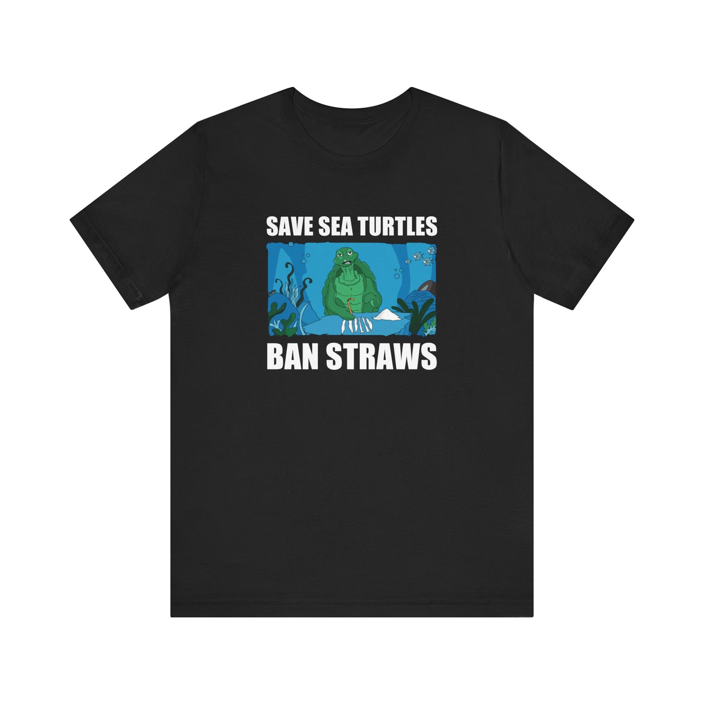 Save Sea Turtles. Ban Straws - Men's T-Shirt