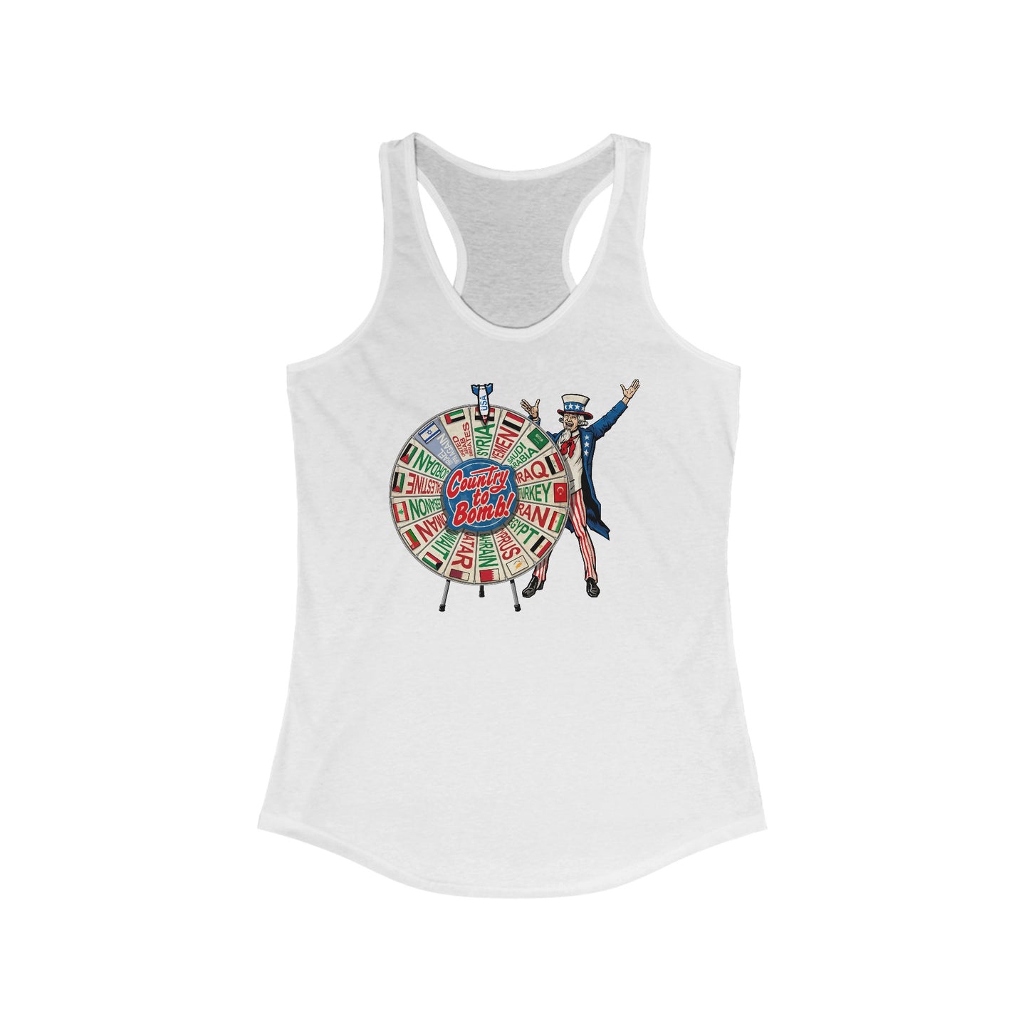 Middle East Country To Bomb Wheel (Syria) - Women's Racerback Tank