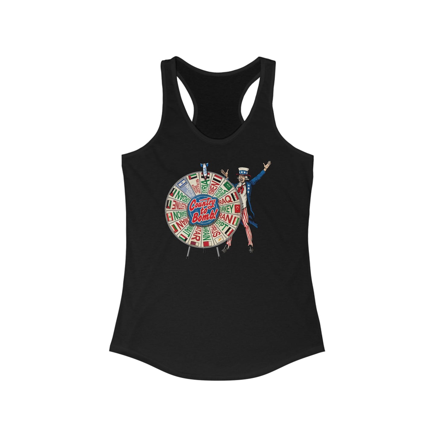 Middle East Country To Bomb Wheel (Syria) - Women's Racerback Tank