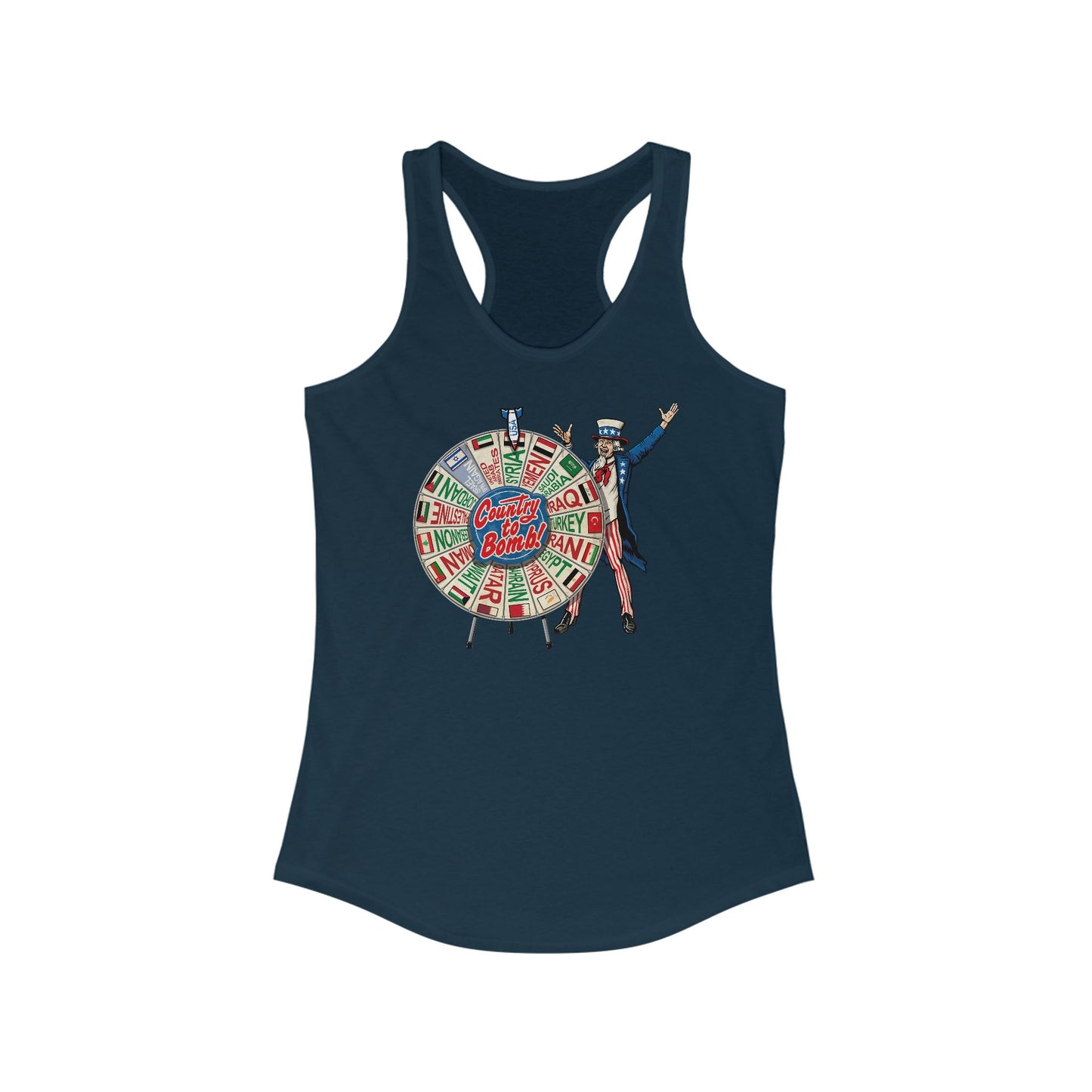 Middle East Country To Bomb Wheel (Syria) - Women's Racerback Tank