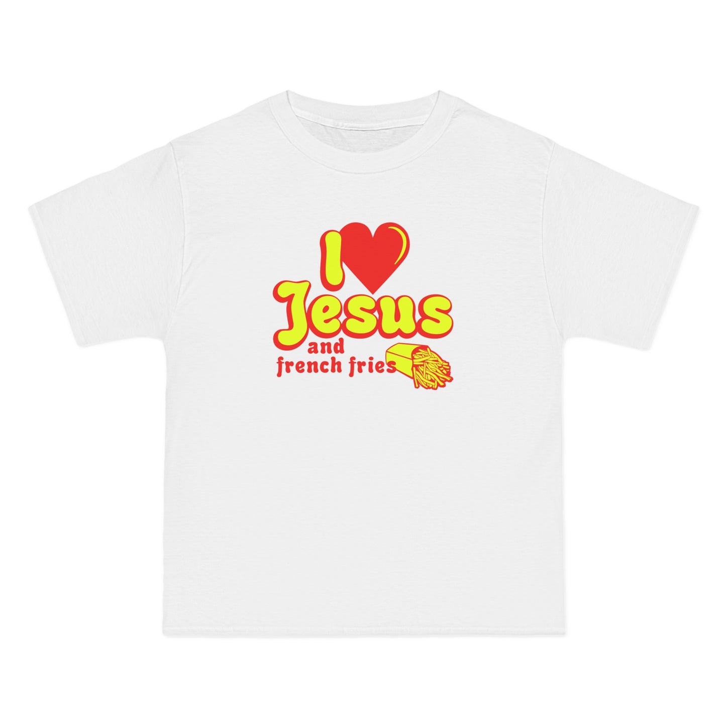 I Heart Jesus (And French Fries) - Men's Heavyweight T-Shirt