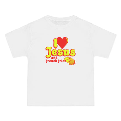 I Heart Jesus (And French Fries) - Men's Heavyweight T-Shirt