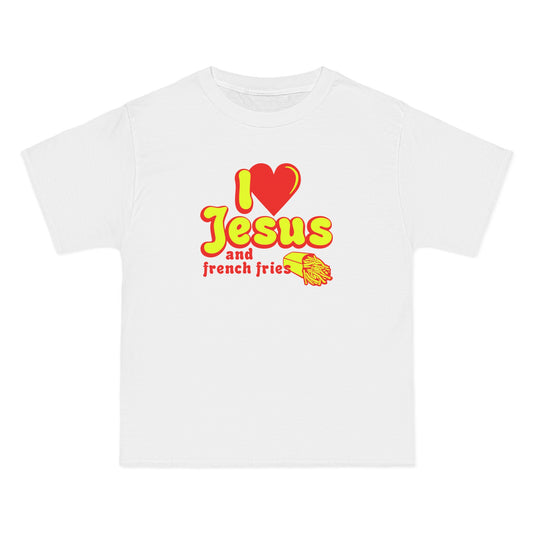 I Heart Jesus (And French Fries) - Men's Heavyweight T-Shirt