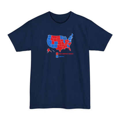 Democrats (Blue States) - Racist Conspiracy Theorists (Red States) - Men's Tall T-Shirt