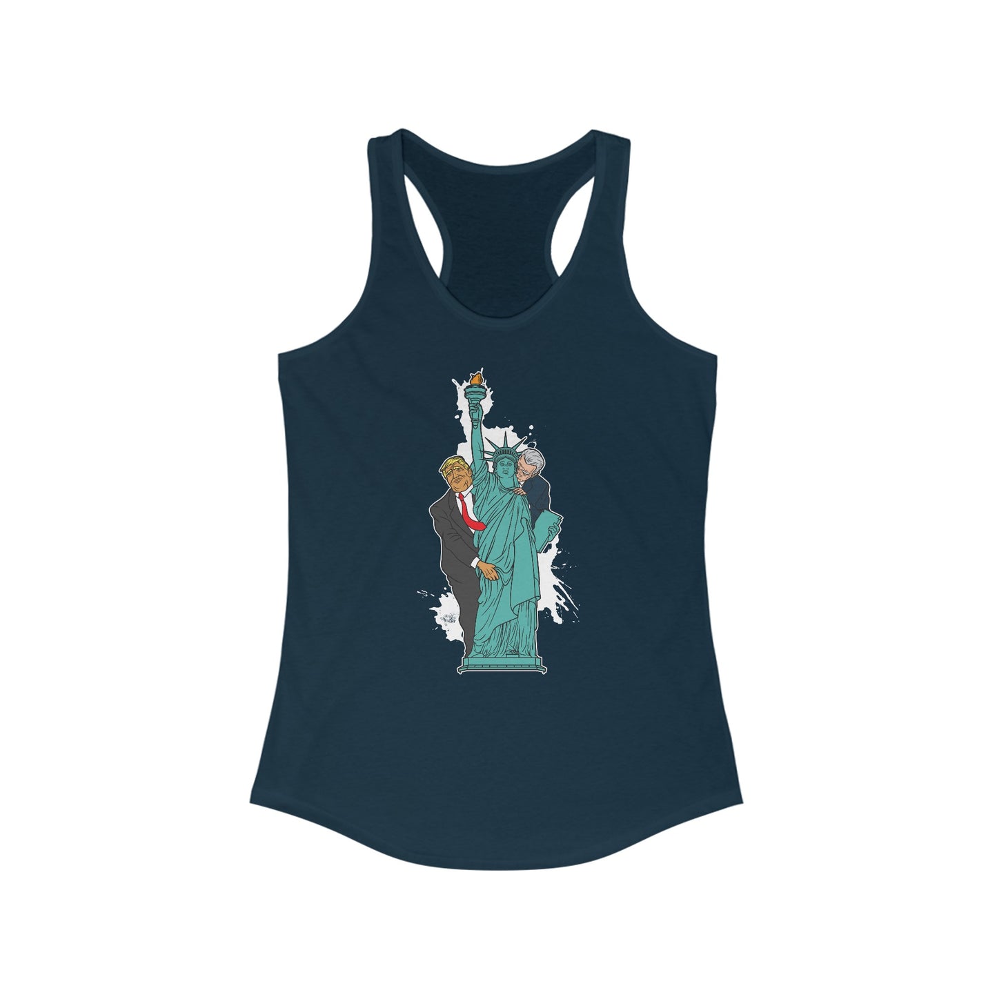 Trump Biden Statue Of Liberty - Menage A Trois  - Women’s Racerback Tank