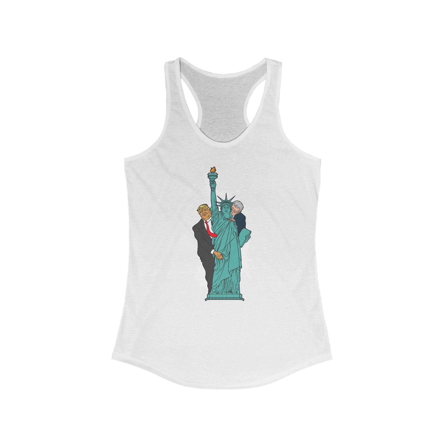 Trump Biden Statue Of Liberty - Menage A Trois  - Women’s Racerback Tank