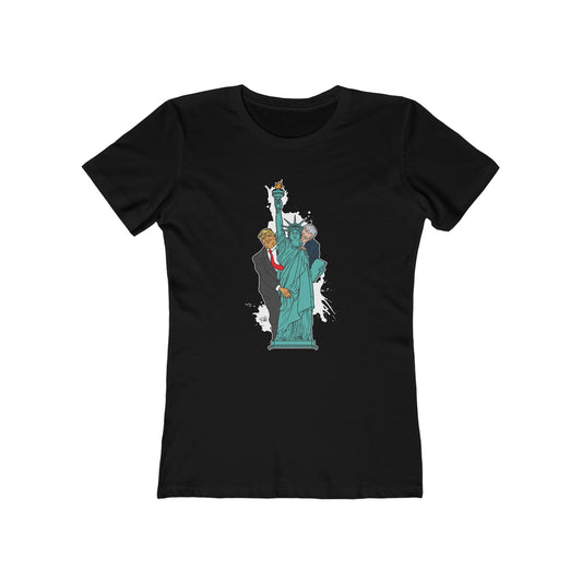 Trump Biden Statue Of Liberty - Menage A Trois  - Women’s T-Shirt