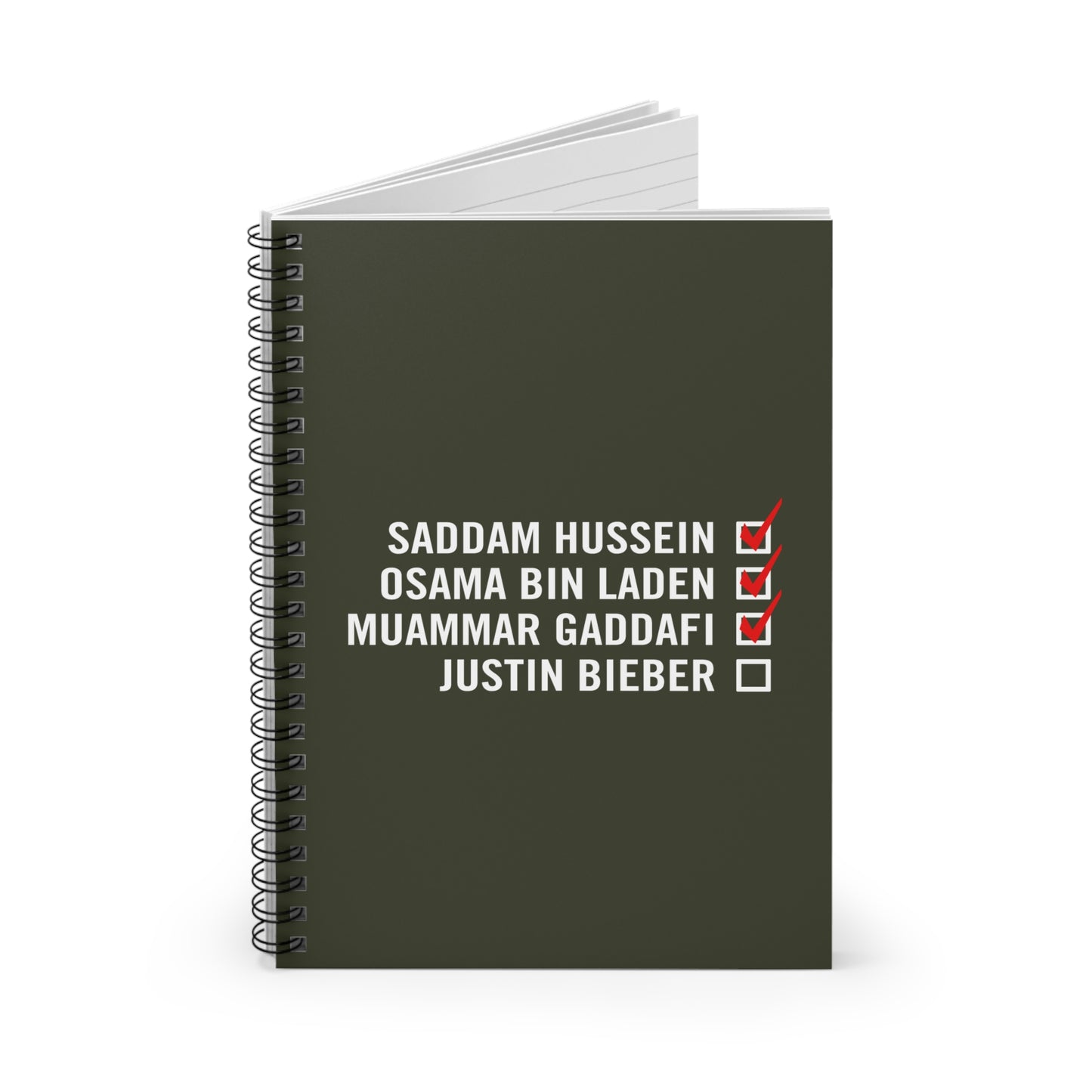 Bieber Checklist - Spiral Notebook