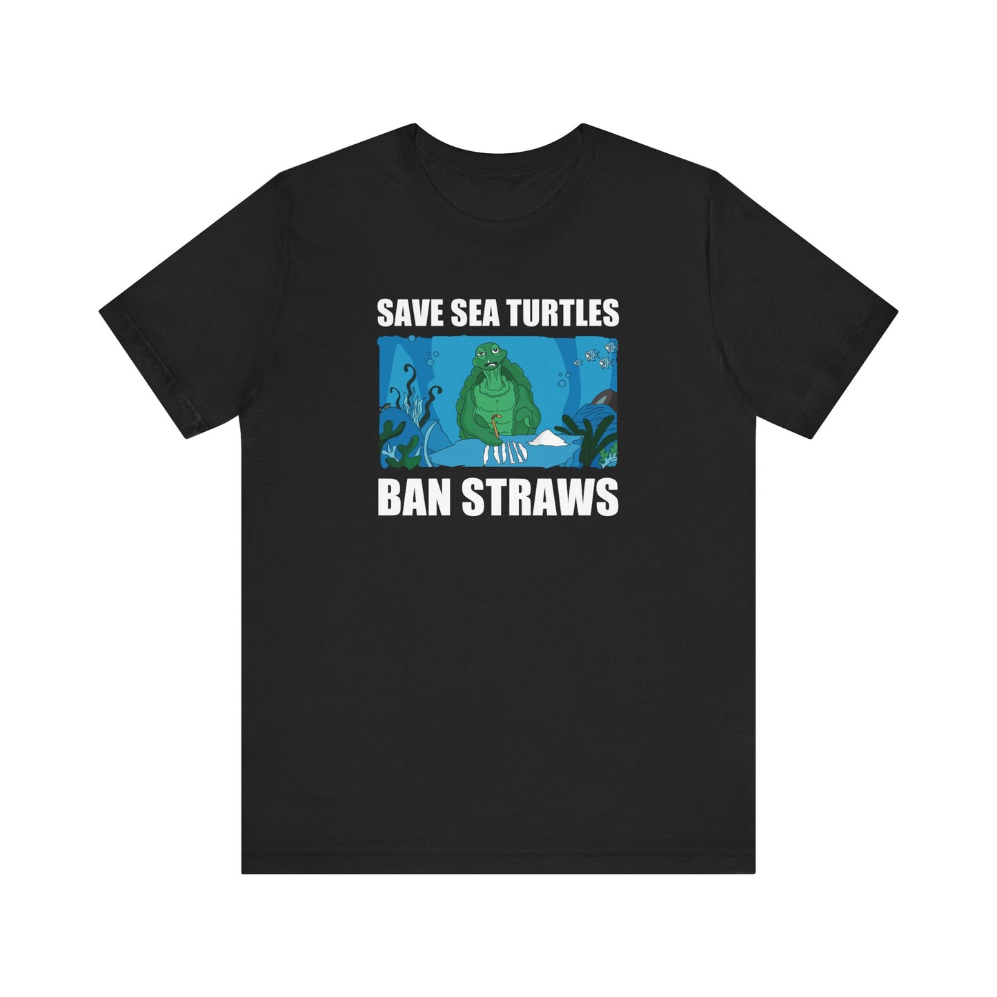 Save Sea Turtles. Ban Straws - Men's T-Shirt