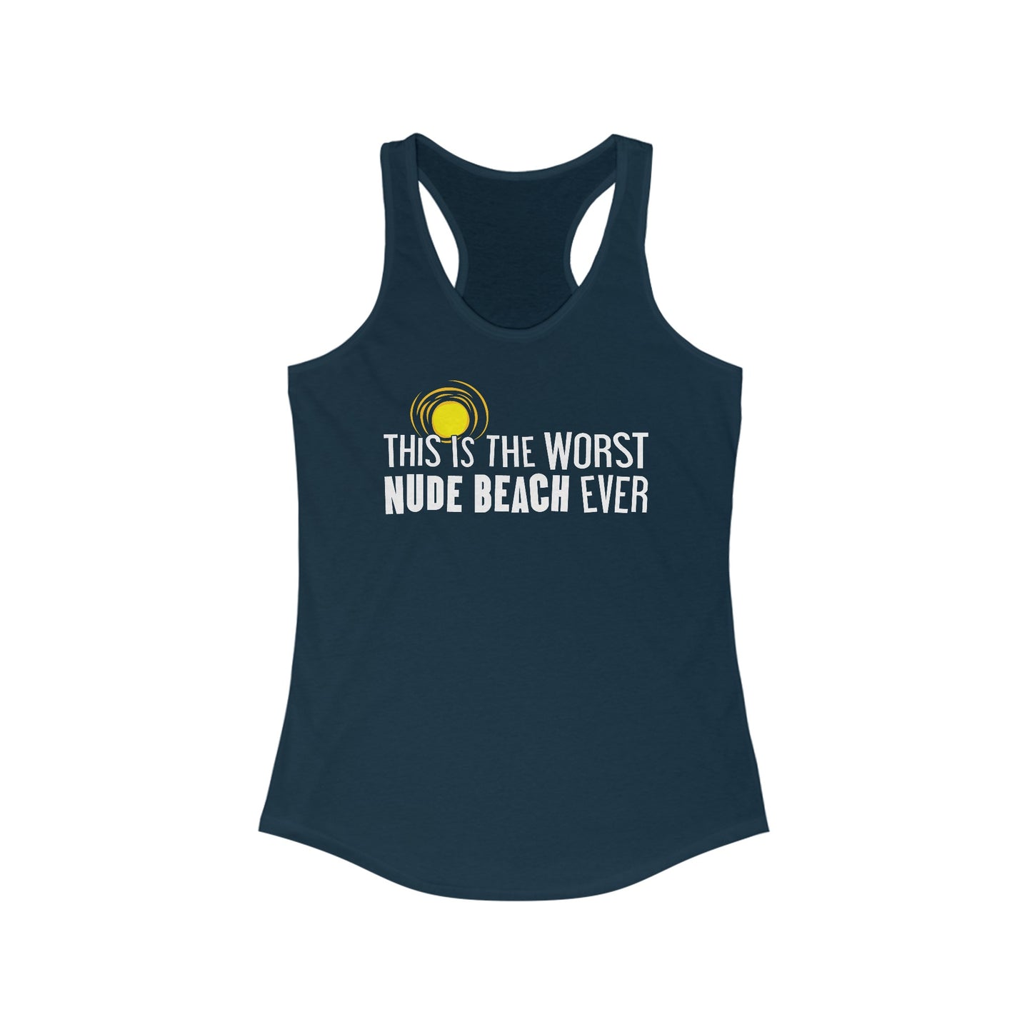 This Is The Worst Nude Beach Eve - Women’s Racerback Tank