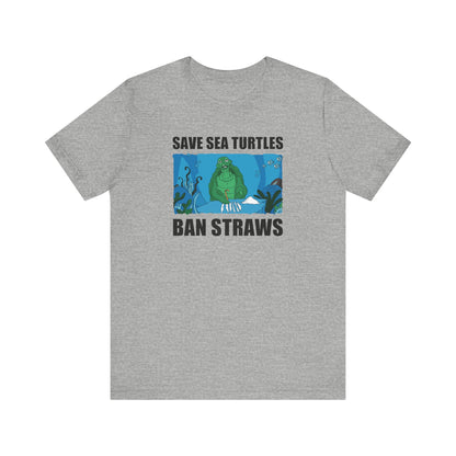 Save Sea Turtles. Ban Straws - Men's T-Shirt