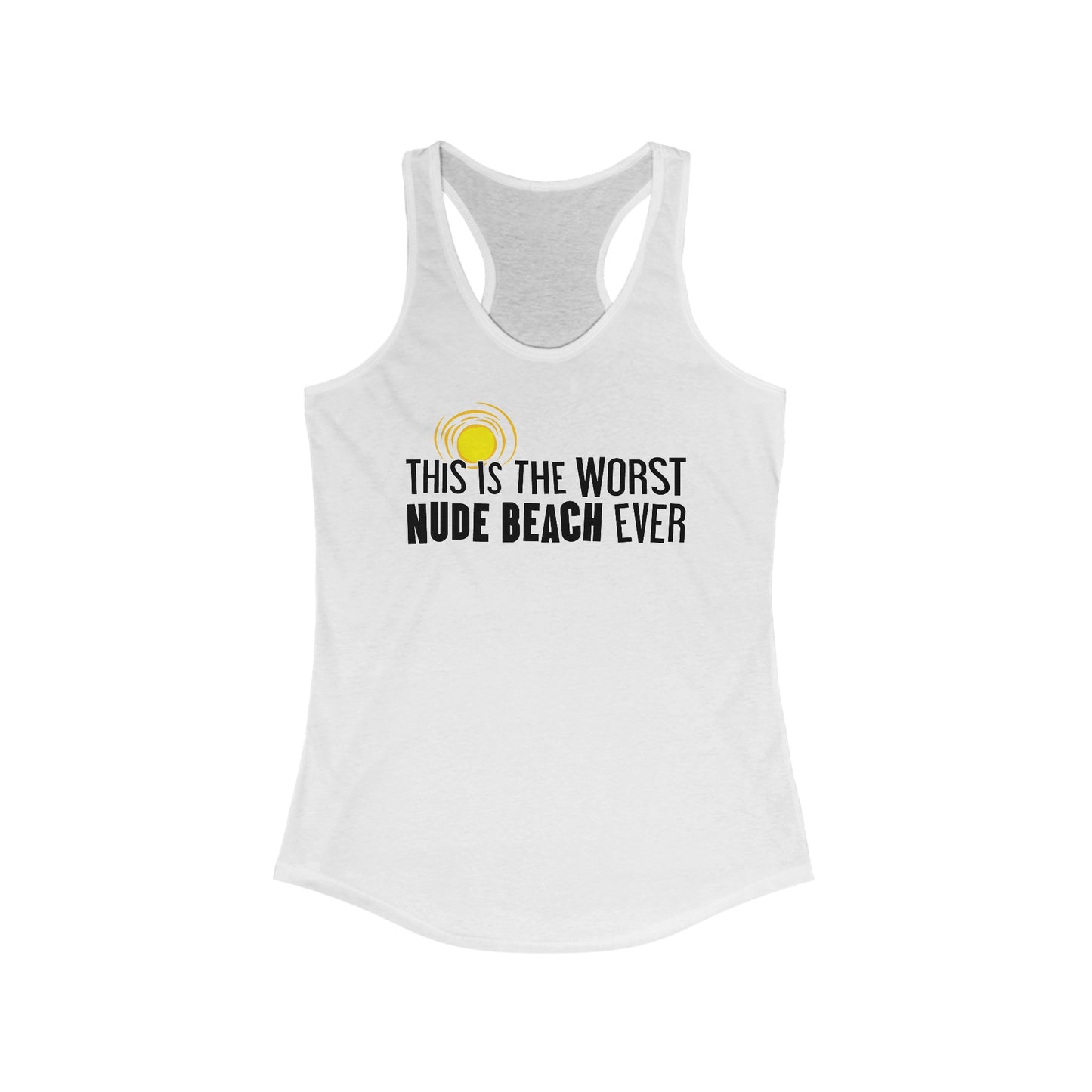 This Is The Worst Nude Beach Eve - Women’s Racerback Tank