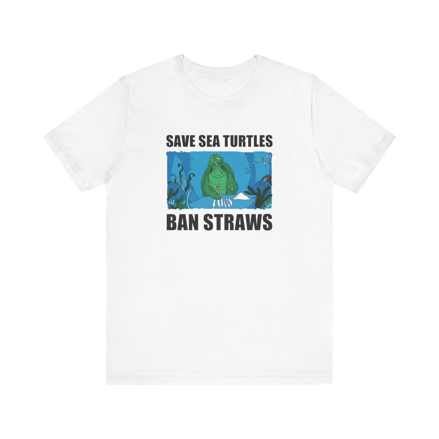 Save Sea Turtles. Ban Straws - Men's T-Shirt