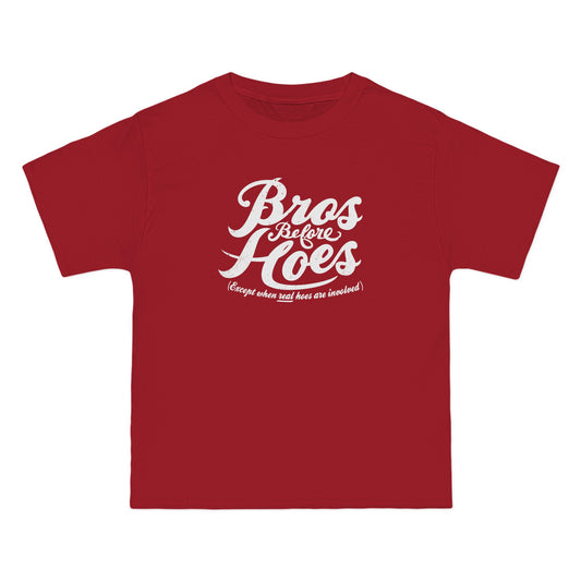 Bros Before Hoes (Except When Real Hoes Are Involved) - Men's Heavyweight T-Shirt