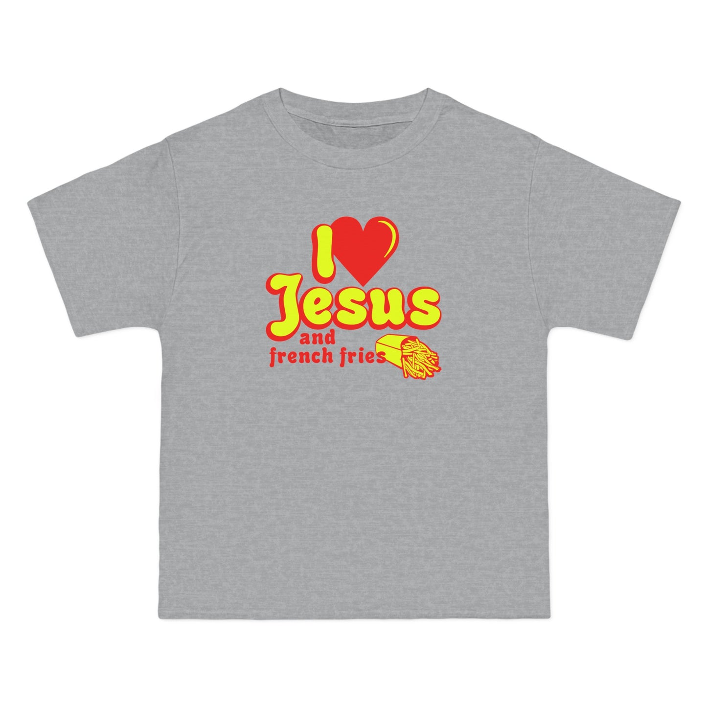 I Heart Jesus (And French Fries) - Men's Heavyweight T-Shirt