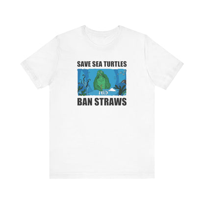 Save Sea Turtles. Ban Straws - Men's T-Shirt