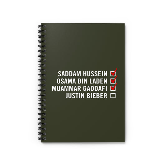 Bieber Checklist - Spiral Notebook